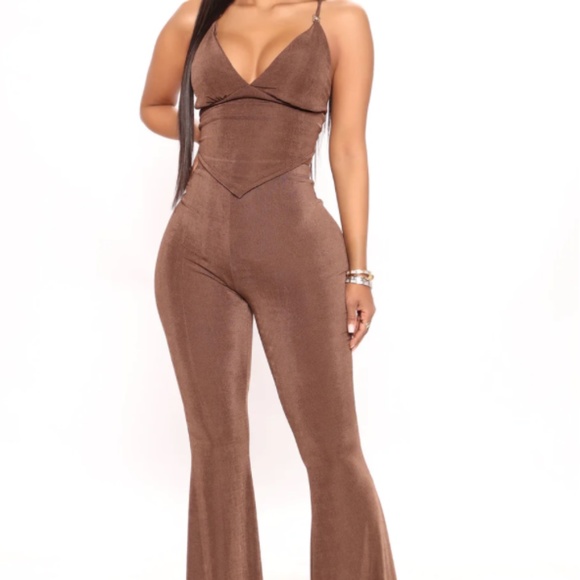 Fashion Nova Other - slinky pant set-Brown